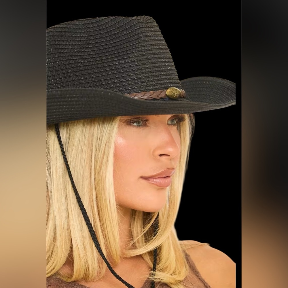 Black Woven Crushable Cowgirl Hat - Picture 4 of 11